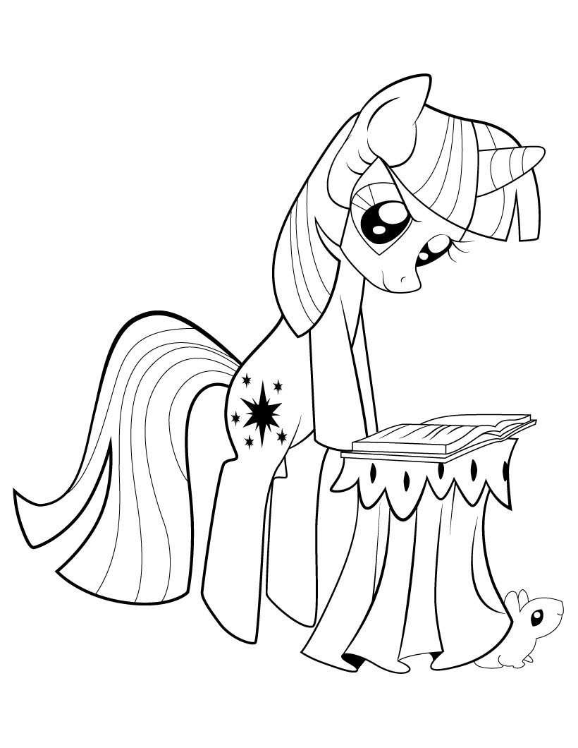 820x1060 my little pony twilight sparkle reading coloring page - My Little Pony Twilight Sparkle Drawing