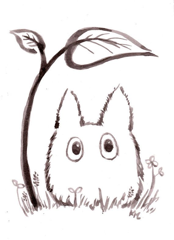 570x783 Storybook Totoro Ink Drawing Original My - My Neighbor Totoro Drawing