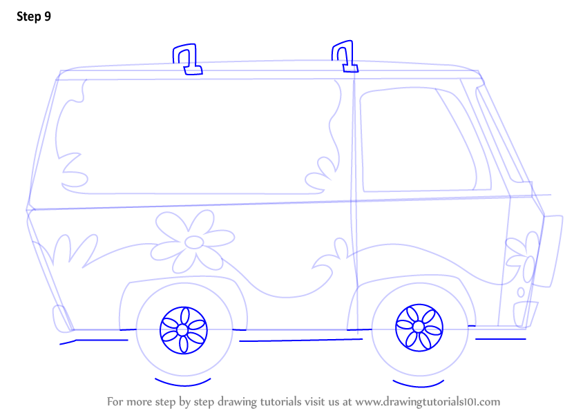 844x598 learn how to draw the mystery machine from scooby doo - Mystery Machine Drawing