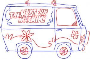 302x197 how to draw the mystery machine from scooby doo step scooby - Mystery Machine Drawing