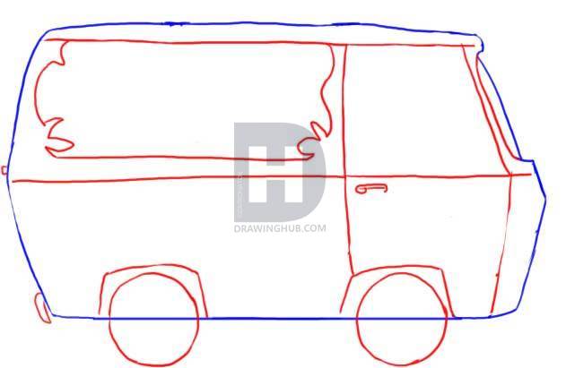 631x411 how to draw the mystery machine, step - Mystery Machine Drawing