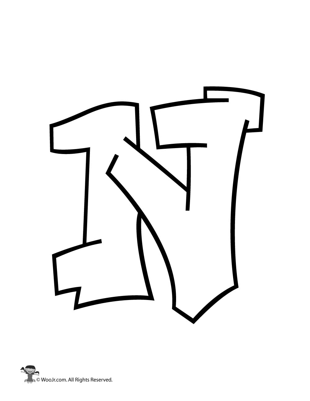 1000x1294 graffiti capital letter n woo! jr kids activities - N Drawing