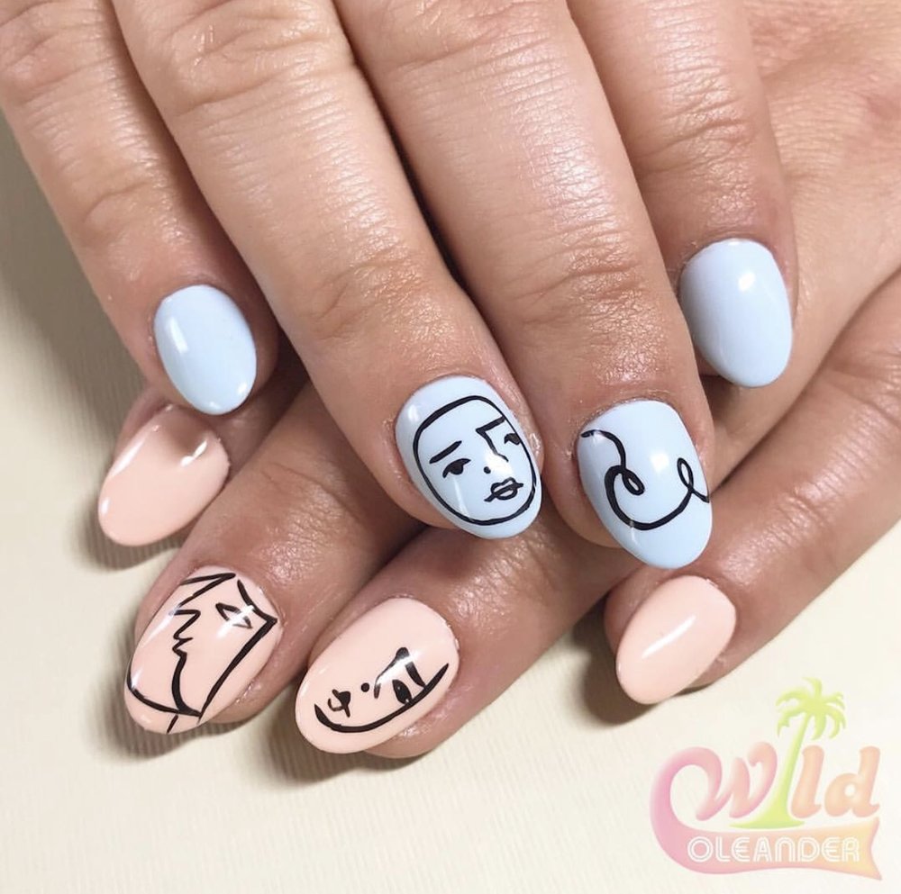 1000x993 Wild Oleander - Nail Art Drawing