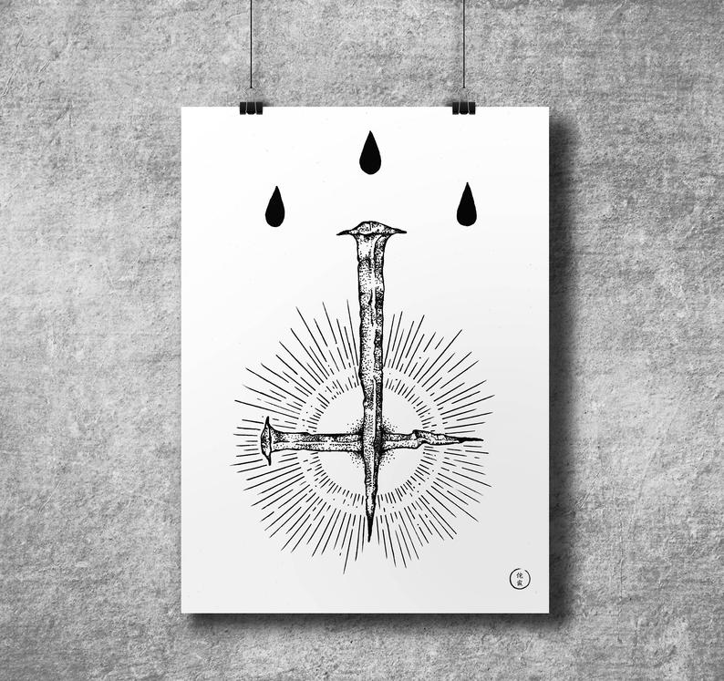 794x747 Nail Cross Etsy - Nail Cross Drawing