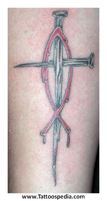 348x650 Nail Cross Tattoo - Nail Cross Drawing