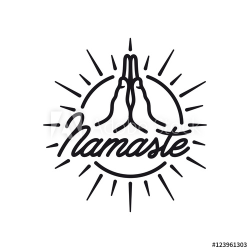 500x500 hand drawn namaste sign yoga center emblem vector vintage - Namaste Drawing