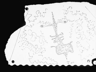 400x300 pen and ink drawing of face, doodled on napkin in restuarant - Napkin Drawing