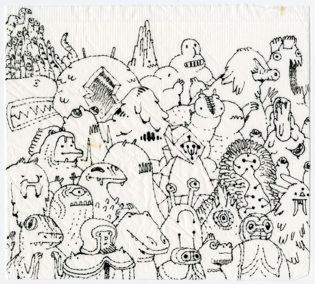 617x556 skronked napkin drawing original artwork online store - Napkin Drawing