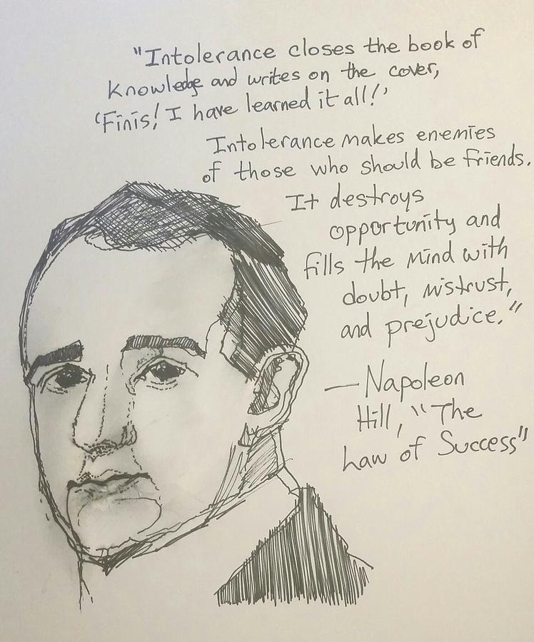 748x900 portrait of napoleon hill with quotation drawing - Napoleon Drawing