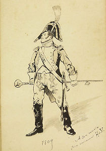 210x300 drawing antique military regiment empire napoleon signed - Napoleon Drawing