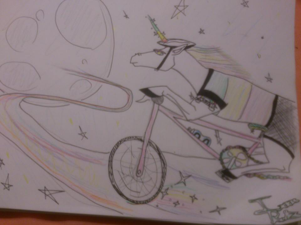 960x720 Asked My Friend To Draw A Unicorn Riding A Bike On A Rainbow - Napoleon Dynamite Unicorn Drawing
