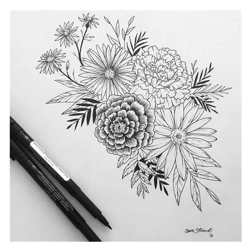 515x515 narcissus flower tattoo black and white - Narcissus Flower Drawing