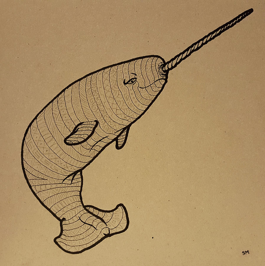 897x900 friendly narwhal drawing - Narwhal Drawing