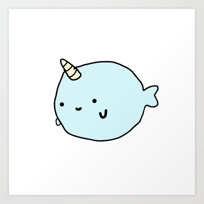 700x700 fun and cute narwhal art print - Narwhal Line Drawing