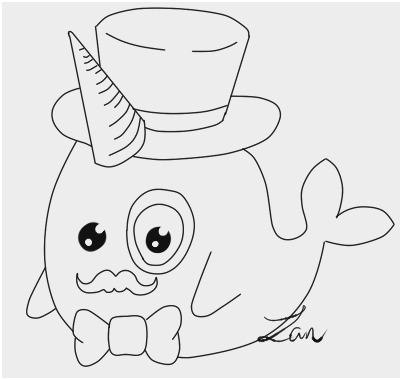 402x380 narwhal coloring - Narwhal Line Drawing