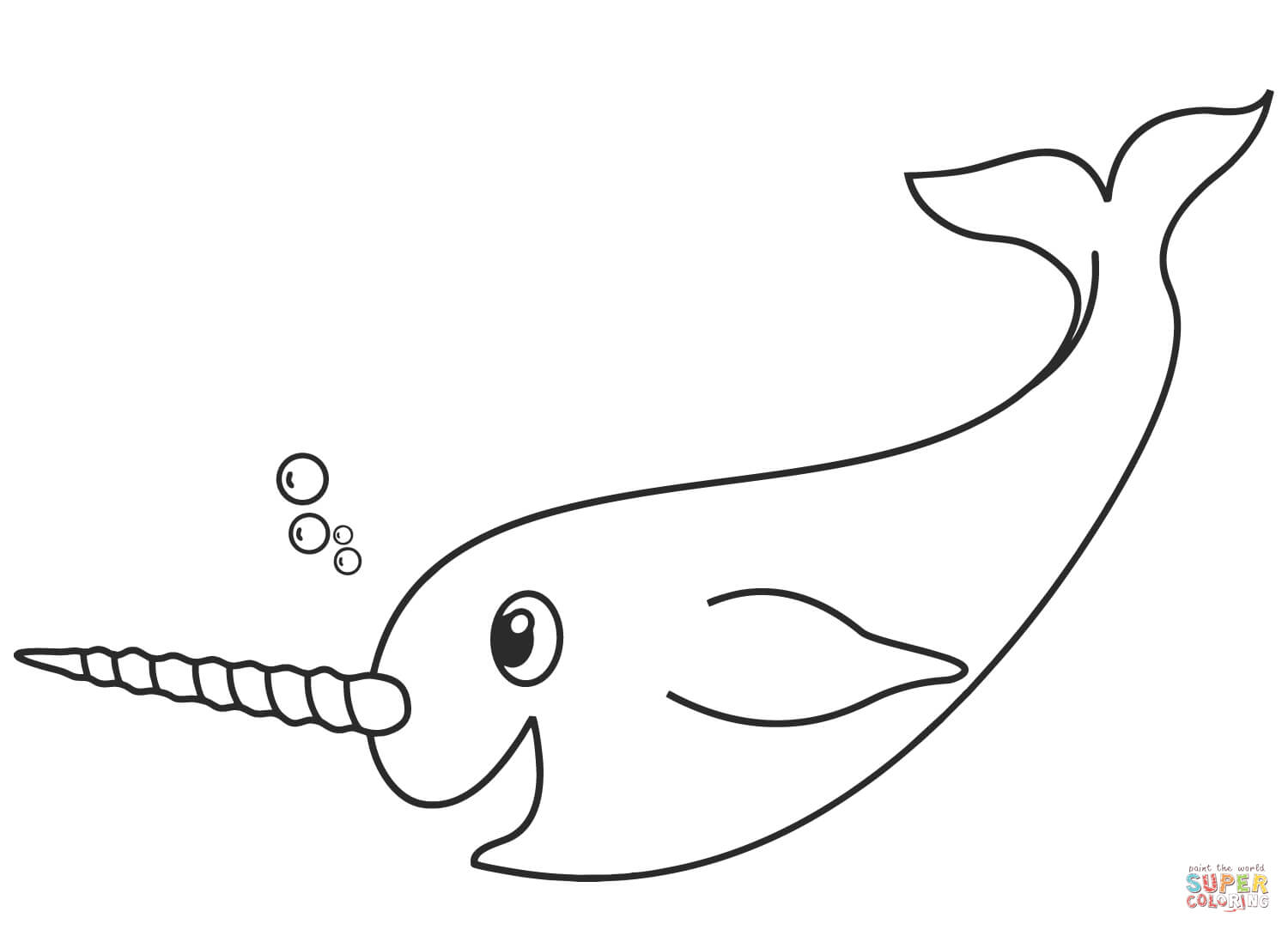 1500x1083 how to draw cute narwhal coloring pages for free coloring pages - Narwhal Line Drawing