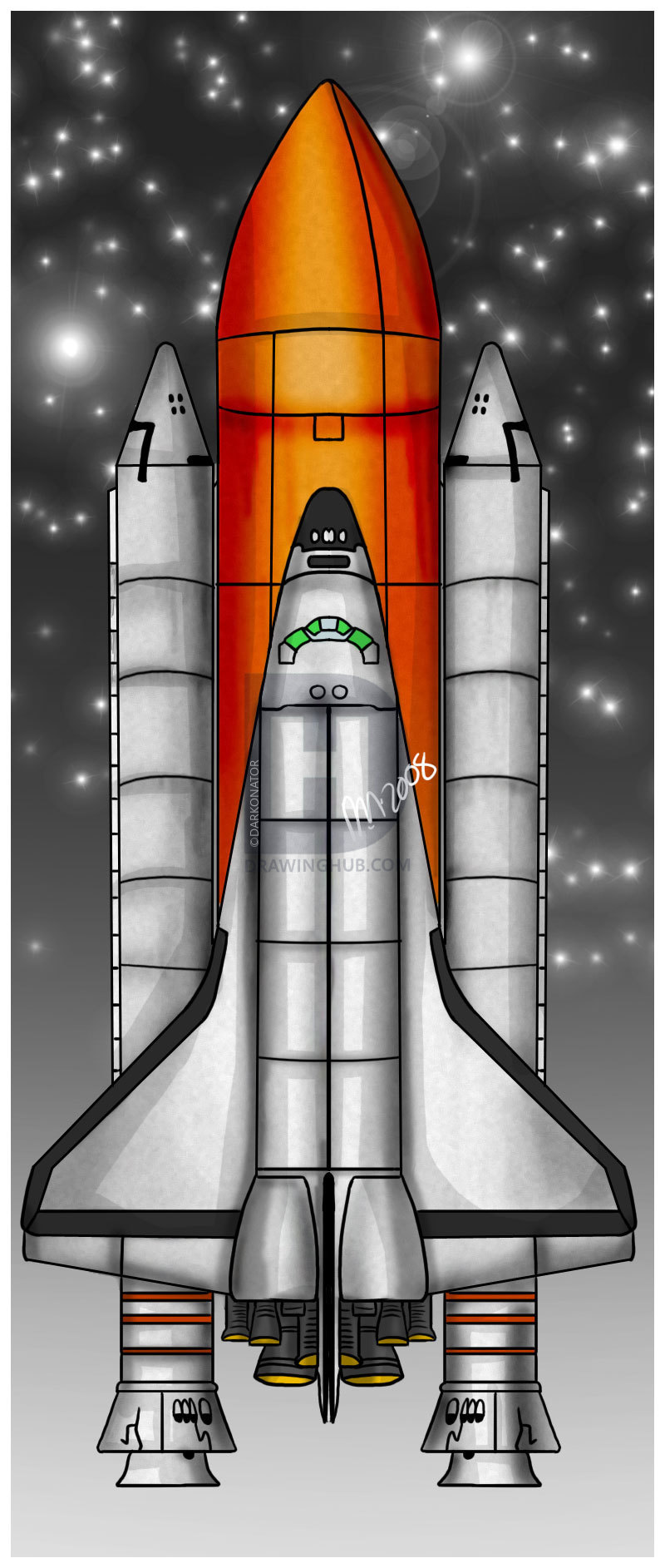 800x1885 how to draw the nasa space shuttle, step - Nasa Drawing