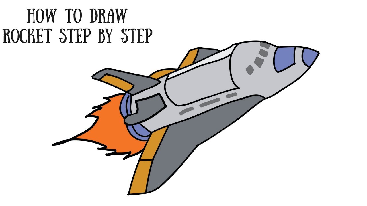 1280x720 how to draw a rocket step - Nasa Drawing