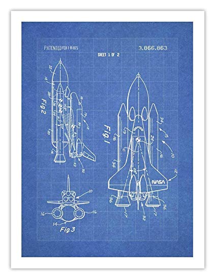 423x550 space shuttle patent art print poster - Nasa Drawing