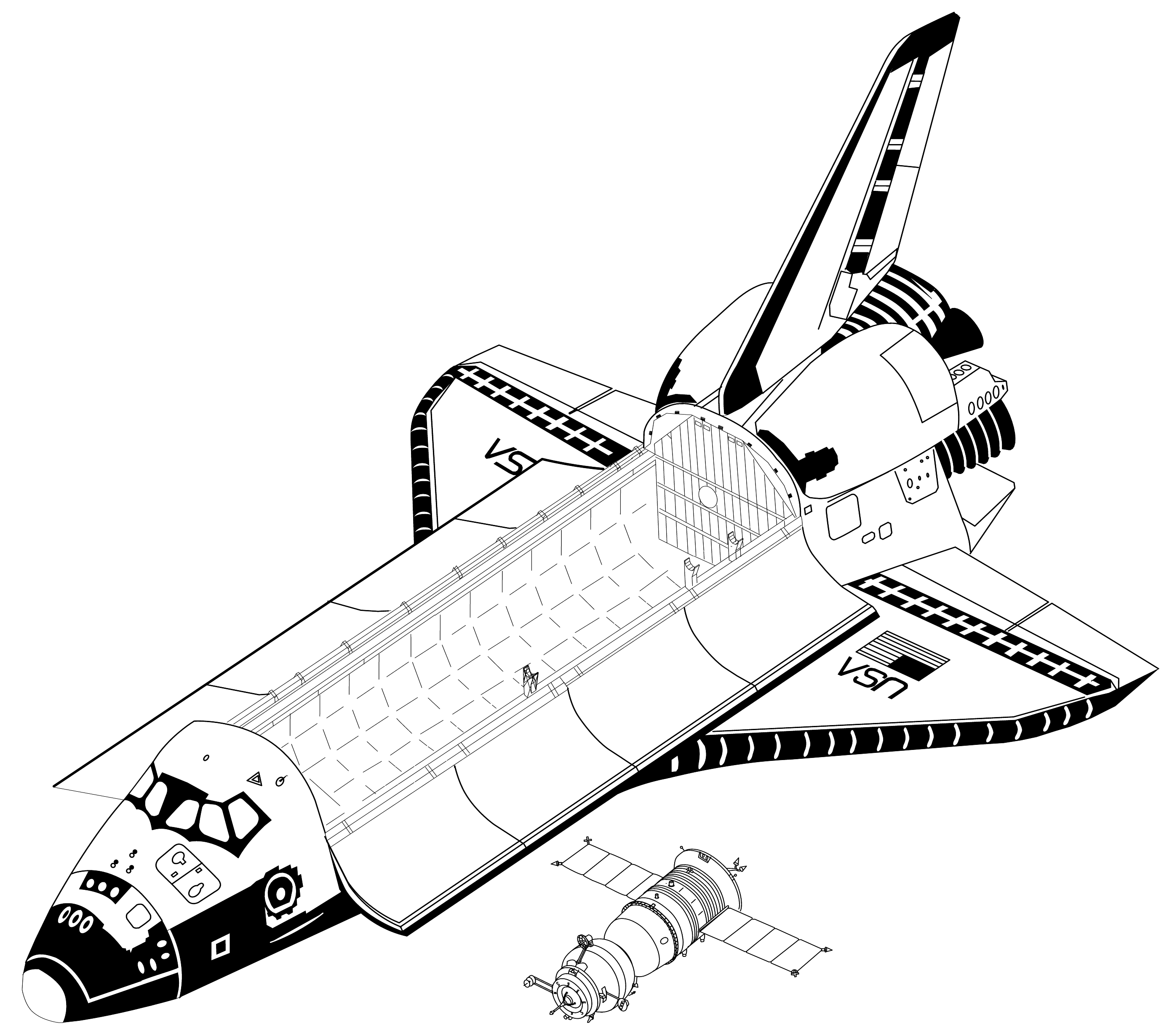 2783x2459 filespace shuttle vs soyuz tm - Nasa Spaceship Drawing