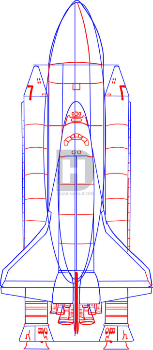 316x720 how to draw the nasa space shuttle, step - Nasa Spaceship Drawing