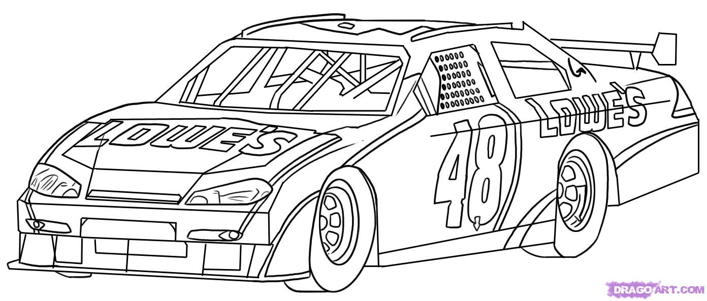 1392x593 step how to draw a nascar race car - Nascar Car Drawing