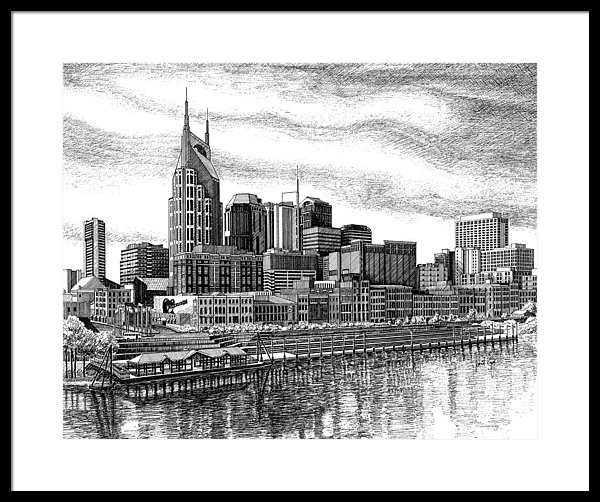 600x502 nashville skyline ink drawing framed print - Nashville Drawing
