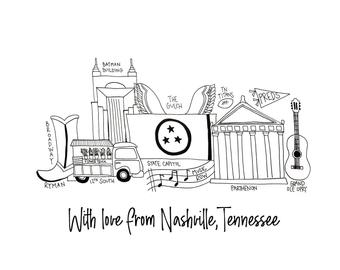 340x270 Nashville Drawing Etsy - Nashville Drawing