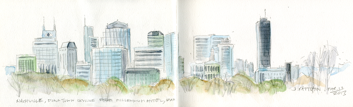 1200x365 Sketch Nashville, Tennessee Jamie Kapitain Artist Blog - Nashville Drawing