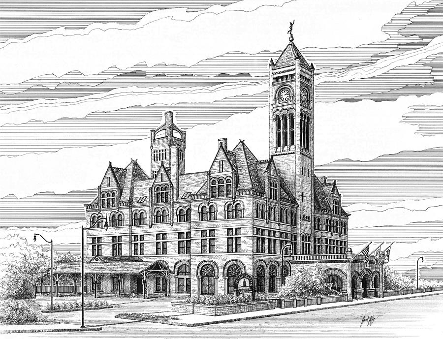 900x689 union station in nashville tn drawing - Nashville Drawing