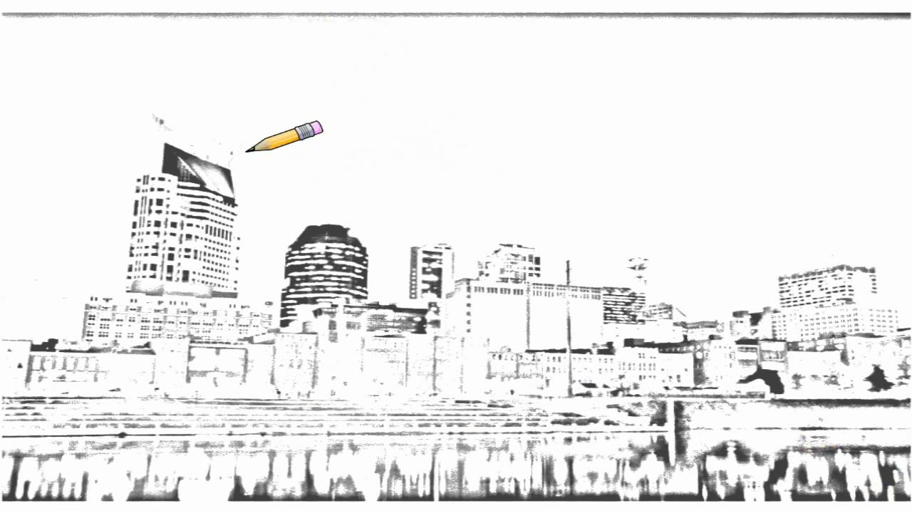 1280x720 auto draw downtown nashville at twilight, tennessee - Nashville Drawing