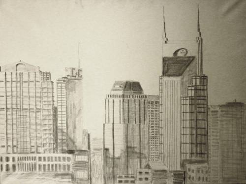 500x374 Drawing For New Nashville Skyline Piece - Nashville Drawing