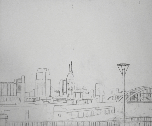 500x414 Drawing For A New Nashville Skyline - Nashville Drawing