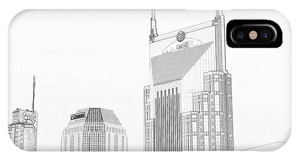 592x316 Nashville Skyline Sketch Batman Building Iphone X Case For Sale - Nashville Skyline Drawing