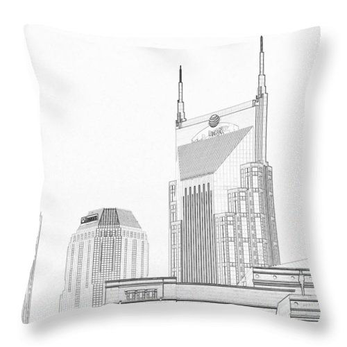500x500 nashville skyline sketch batman building throw pillow for sale - Nashville Skyline Drawing