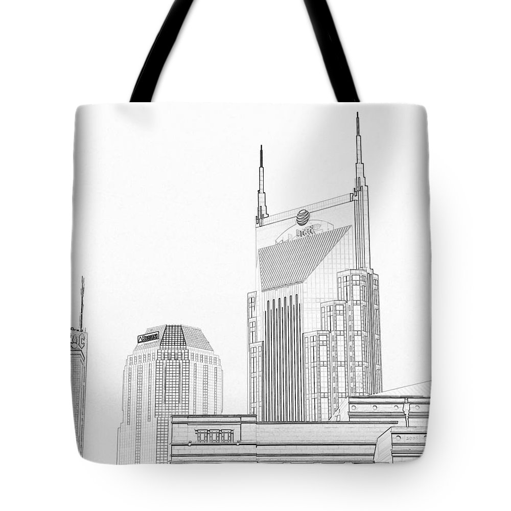 1000x1000 nashville skyline sketch batman building tote bag for sale - Nashville Skyline Drawing