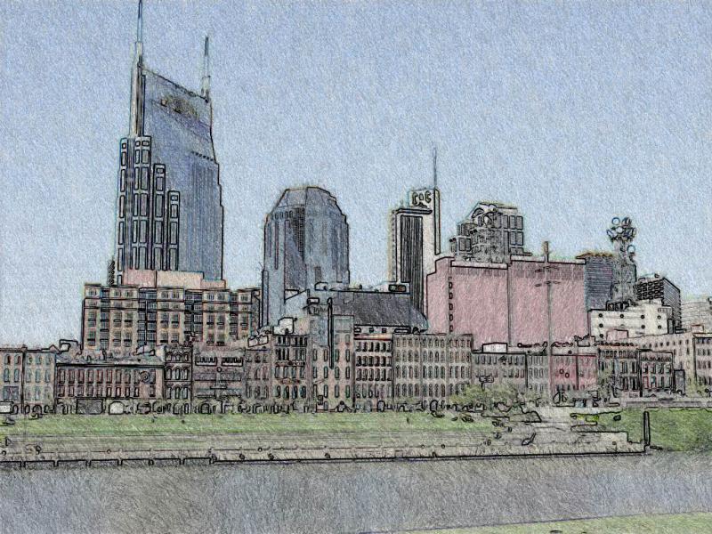 800x600 Nashville Skyline As Ink Drawing Photo - Nashville Skyline Drawing