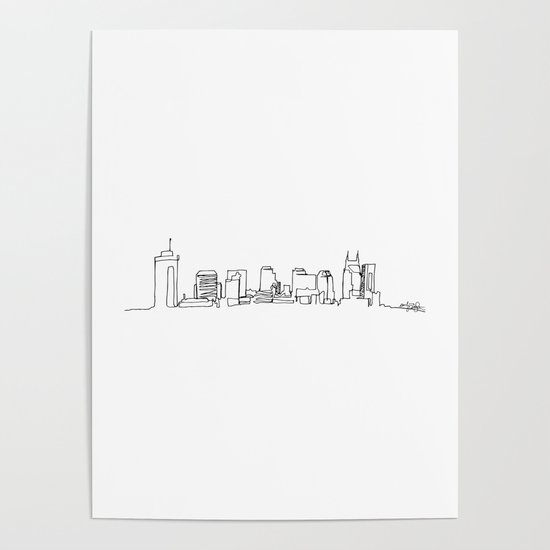 550x550 Nashville Skyline Drawing Poster - Nashville Skyline Drawing