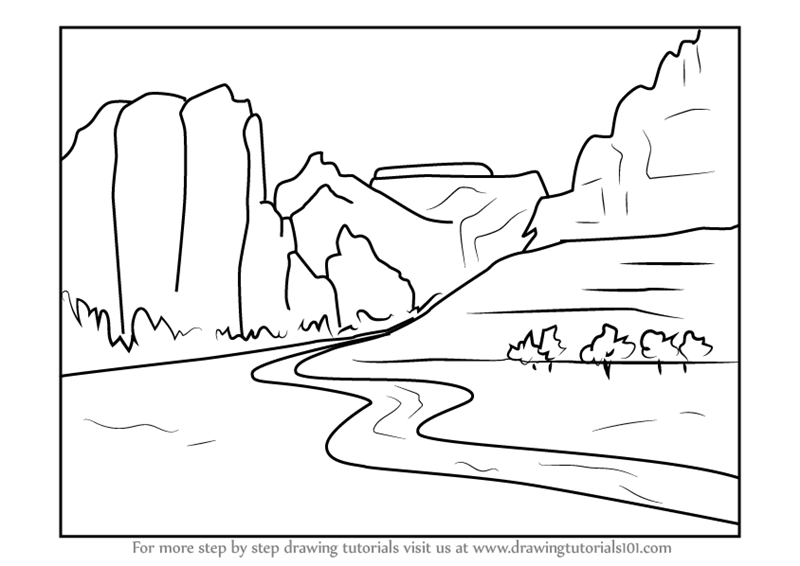 800x566 learn how to draw zion national park river - National Drawing