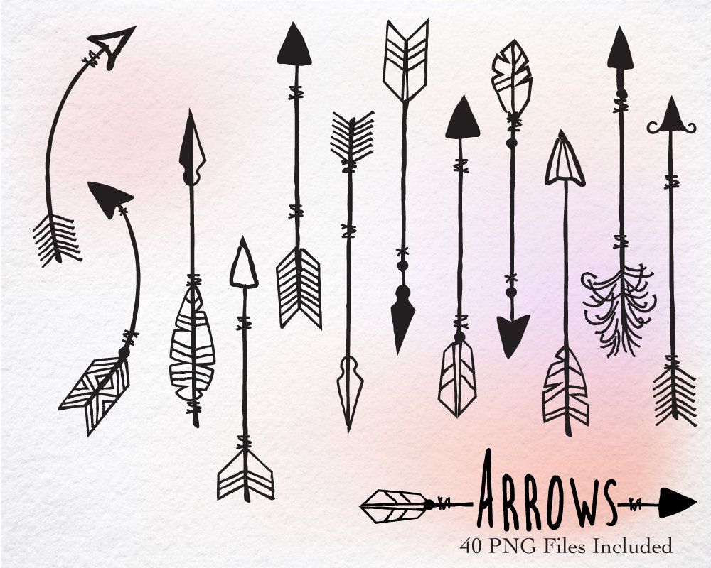1000x800 Digital Clipart Hand Drawn Clipart Arrows, Arrows Clipart,clipart - Native American Arrow Drawing