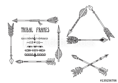 500x350 arrow set in native american indian style vector hand drawn - Native American Arrow Drawing