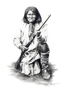 218x300 Geronimo Drawing Native American Indian Art Print - Native American Art Drawings