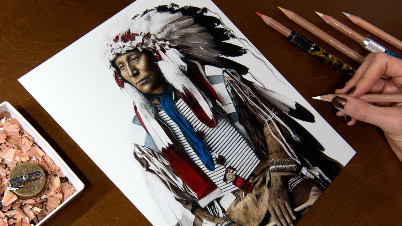 1280x720 Drawing A Native American - Native American Bear Drawing