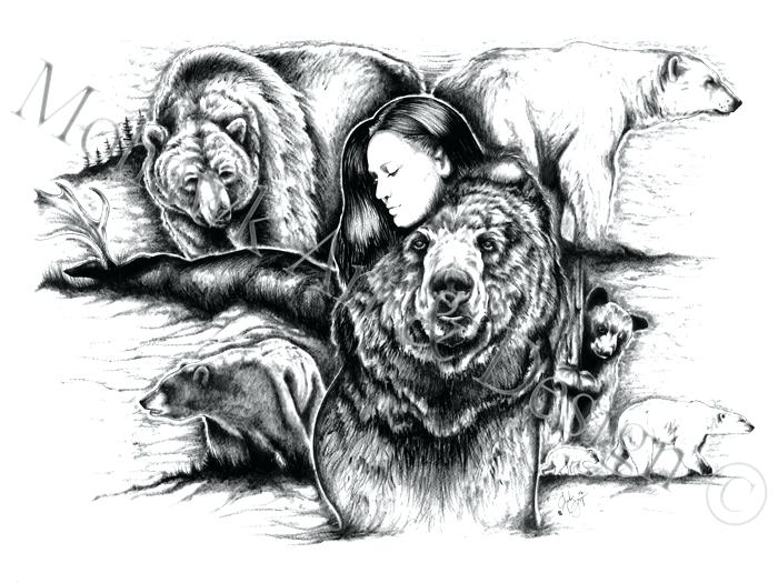 700x525 native american bear art chief curly bear drawing - Native American Bear Drawing