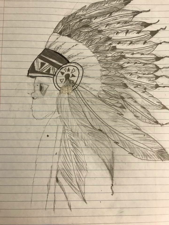 720x960 My Drawing Of A Boy With A Big Headdress - Native American Boy Drawing