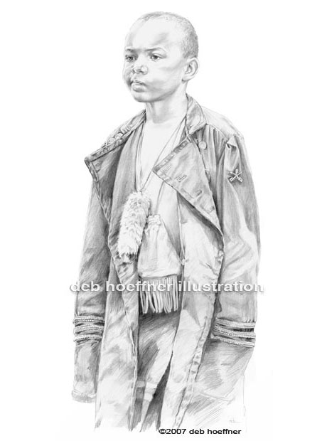 460x620 pencil portrait of african american child in native american - Native American Boy Drawing