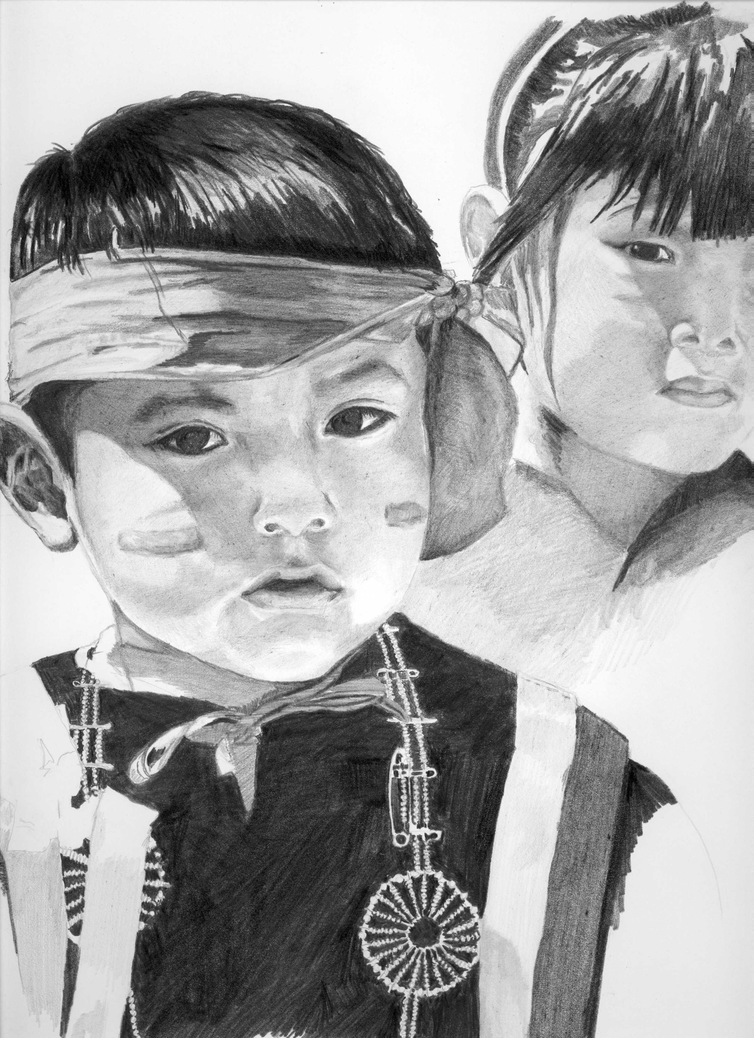 2550x3509 Scorcher Of A Day Quiet Eloquence - Native American Boy Drawing