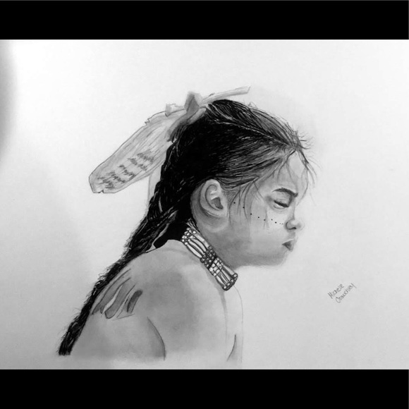 580x580 Art Other Native Americanboy Drawing Paintingposter Poshmark - Native American Boy Drawing