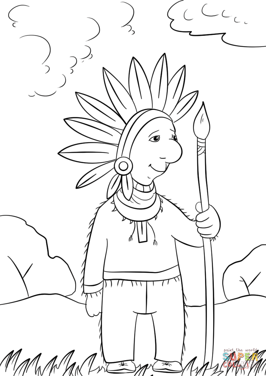 Native American Cartoon Drawing