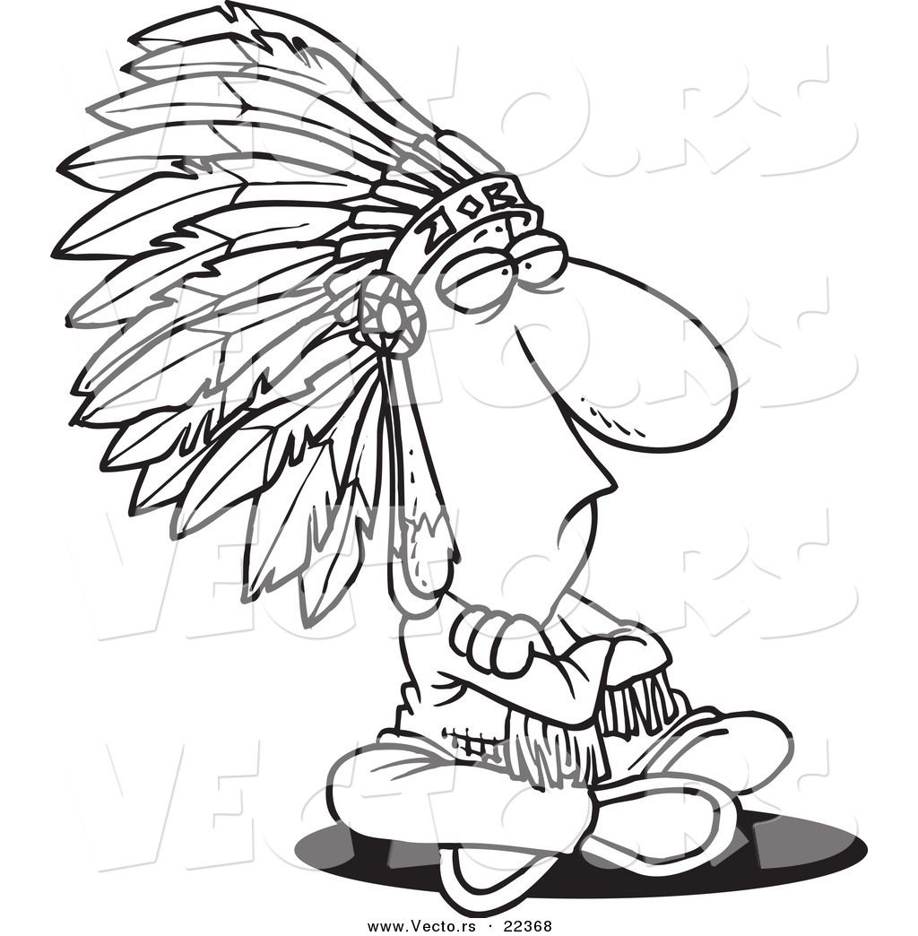 1024x1044 Vector Of A Cartoon Sitting Chief - Native American Cartoon Drawing